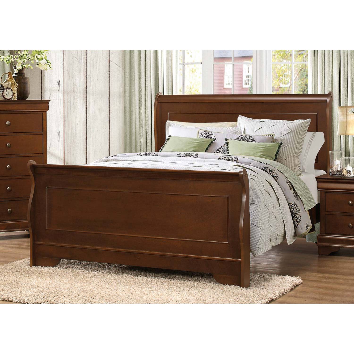 Coaster Louis Philippe 4 Piece Full Sleigh Bedroom Set in Cherry 