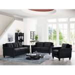 HARTFORD ROLLED ARM SOFA 3 PC SET BLACK CCHRFKSM26BL-Gr