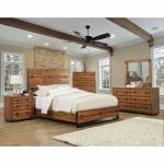 5200 Alpine Furniture 5200-01Q Live Edge 4PC SETS Queen Panel Bed Tobacco Finish Mahogany
