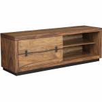5200 Alpine Furniture 5200-10 Live Edge 63" TV Stand Cabinet Bench Tobacco Finish Mahogany