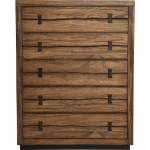 5200 Alpine Furniture 5200-05 Live Edge 5 Drawer Chest Tobacco Finish Mahogany