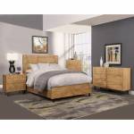 4400 Alpine Furniture 4400-01Q Trapezoid 4PC SETS Queen Platform Bed Cerused Wheat Finish Mahogany