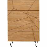 4400 Alpine Furniture 4400-05 Trapezoid 4 Drawer Chest Cerused Wheat Finish Mahogany