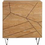 4400 Alpine Furniture 4400-04 Trapezoid 3 Drawer Chest Cerused Wheat Finish Mahogany