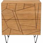 4400 Alpine Furniture 4400-02 Trapezoid 2 Drawer Nightstand Cerused Wheat Finish Mahogany