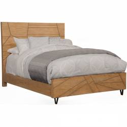 4400 Alpine Furniture 4400-01Q Trapezoid Queen Platform Bed Cerused Wheat Finish Mahogany