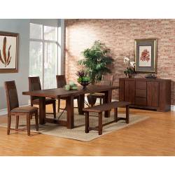 8104 Alpine Furniture 8104-01 Pierre 6PC SETS Dining Table + 4 Chairs + Bench 