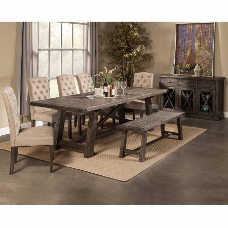 1468 Alpine Furniture 1468-22 Newberry 7PC SETS Dining Table + 5 Chairs + Bench