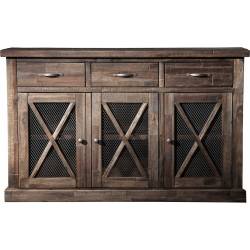 1468 Alpine Furniture 1468-26 Newberry Buffet Salvaged Grey 3 Drawers Doors