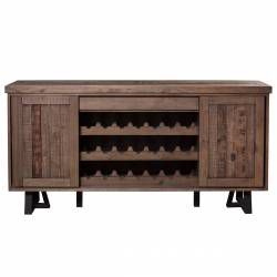 1568 Alpine Furniture 1568-06 Prairie Sideboard Wine Holder Sliding Doors Reclaimed Natural on Black Base