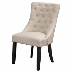1568 Alpine Furniture 1568-02 Prairie Upholstered Dining Chairs Tufted Cream Linen Fabric 