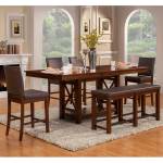 2727 Alpine Furniture 2727-01 Artisan 6PC SETS Dining Table + 4 Chairs + Bench