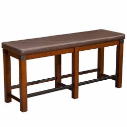 2727 Alpine Furniture 2727-03 Artisan Counter Height Dining Bench Pecan Finish Leatherette