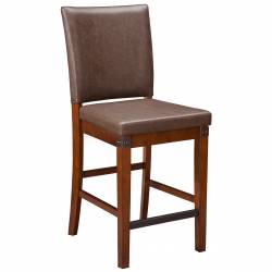 2727 Alpine Furniture 2727-02 Artisan Counter Height Chairs Pecan Finish Leatherette