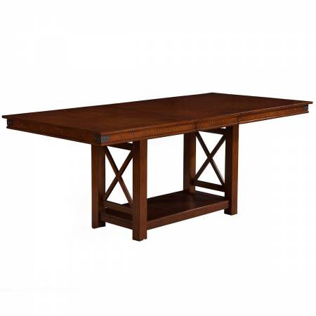 2727 Alpine Furniture 2727-01 Artisan 72" Extension Counter Height Dining Table Pecan Finish