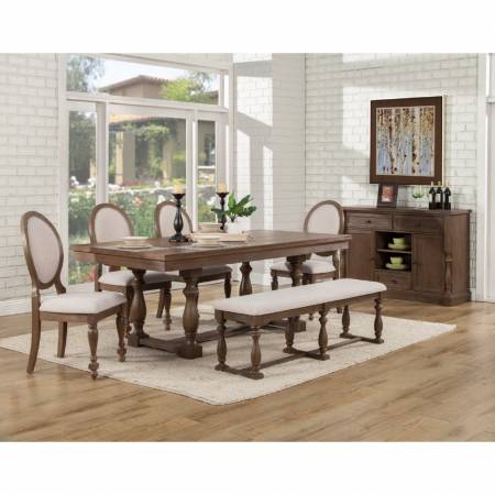 7186 Alpine Furniture 7186-01 Galena 6PC SETS Dining Table  + 4 Chairs + 1 Bench