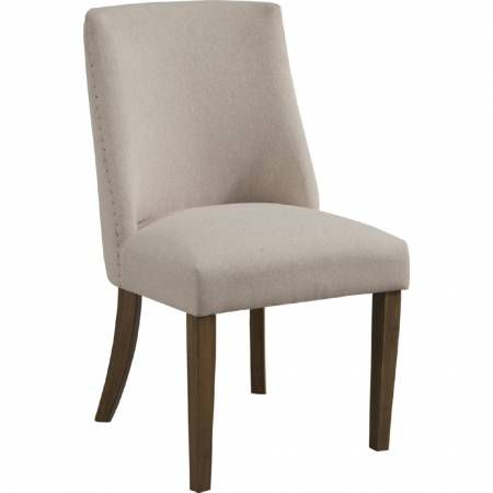 2668 Alpine Furniture 2668-02 Kensington Parson Dining Chair Reclaimed Wood Cream Fabric
