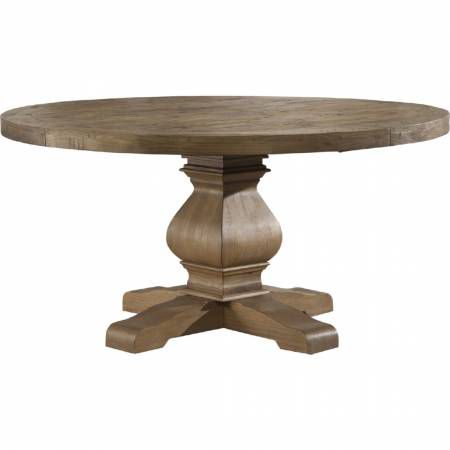 2668 Alpine Furniture 2668-25 Kensington 60" Round Solid Pine Dining Table Reclaimed Finish