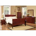 2700 Alpine Furniture 2700Q Louis Philippe II 4PC SETS Queen Sleigh Bed Cherry Finish