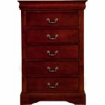 2700 Alpine Furniture 2704 Louis Philippe II 5 Drawer Tall Boy Chest Cherry Finish