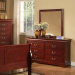 2700 Alpine Furniture 2703 Louis Philippe II Mirror Cherry Finish