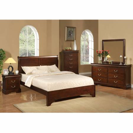 2200 Alpine Furniture 2200Q West Haven 4PC SETS Queen Low Footboard Sleigh Bed Cappuccino Finish
