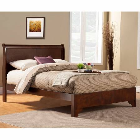 2200 Alpine Furniture 2200Q West Haven Queen Low Footboard Sleigh Bed Cappuccino Finish
