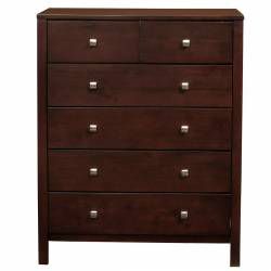 NSK Alpine Furniture NSK-05 Solana 6 Drawer Tall Boy Chest Cappuccino Finish