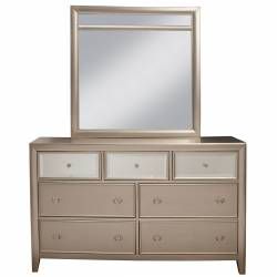 1519 Alpine Furniture 1519-03 Silver Dreams 7 Drawer Dresser Mirror Textured Accents