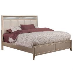1519 Alpine Furniture 1519-01Q Silver Dreams Queen Panel Bed Upholstered Mirror Accents Headboard