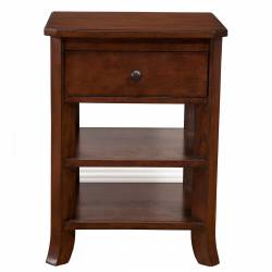 977 Alpine Furniture 977-02 Baker Nightstand with Drawer and 2 Open Shelves Mahogany Finish