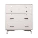 966-W Alpine Furniture 966-W-05 Flynn Mid Century Modern 4 Drawer Multifunction Chest Pull Out Workstation Tray White Finish