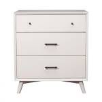 966-W Alpine Furniture 966-W-04 Flynn Mid Century Modern 3 Drawer Small Chest White Finish