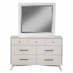 966-W Alpine Furniture 966-W-06 Flynn Mid Century Modern Mirror White Finish