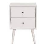 966-W Alpine Furniture 966-W-02 Flynn Mid Century Modern 2 Drawer Nightstand White Finish