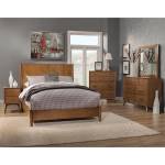 966 Alpine Furniture 966-01Q Flynn Mid Century Modern 4PC SETS Queen Panel Bed Acorn Finish