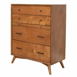 966 Alpine Furniture 966-05 Flynn Mid Century Modern 4 Drawer Multifunction Chest with Pull Out Workstation Tray Acorn Finish