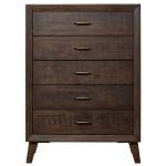 5074 Alpine Furniture 5074-05 Alcott 5 Drawer Chest Tobacco Finish
