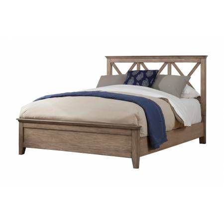 1055 Alpine Furniture 1055-01Q Potter Queen Panel Bed French Truffle Finish