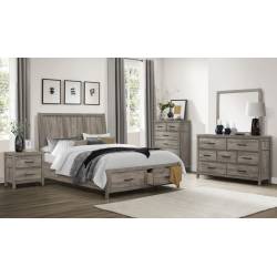 1526-1*4 4PC SETS Queen Platform Bed with Footboard Storage