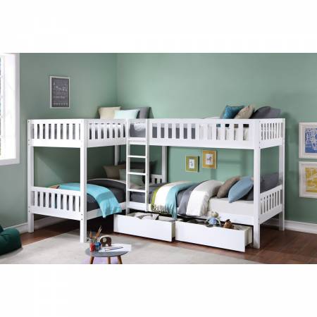 B2053CNW-1T* Corner Bunk Bed with Storage Boxes