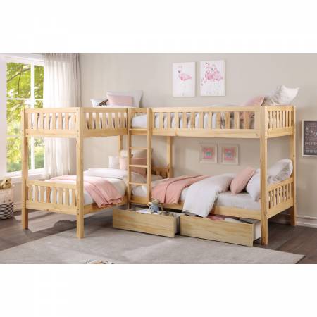 B2043CN-1T* Corner Bunk Bed with Storage Boxes