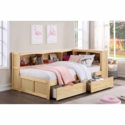 B2043BC-1BCT* Twin Bookcase Corner Bed with Storage Boxes