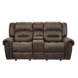 9467BR-2 Double Glider Reclining Love Seat with Center Console