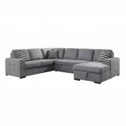 9313GY*42LRC 4-Piece Sectional with Pull-out Bed and Hidden Storage