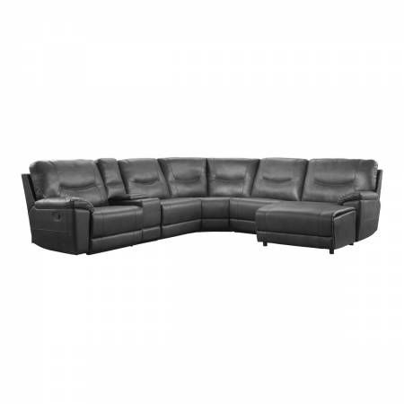 8490GRY*6LRRC 6-Piece Modular Reclining Sectional with Right Chaise