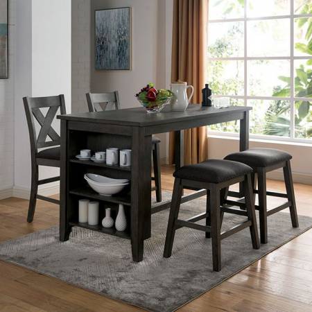 CM3153GY-PT-5PC 5PC SETS LANA COUNTER HT. TABLE + 2 Counter Ht. Chairs + 2 Barstools