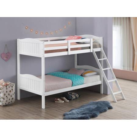 405053WHT TWIN/TWIN BUNK BED