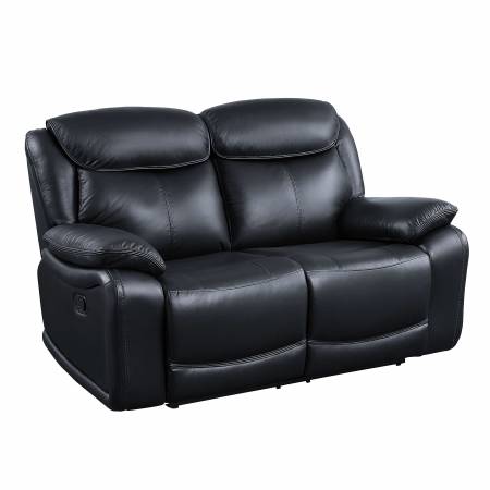 Ralorel Motion Loveseat, Black Top Grain Leather - LV00061