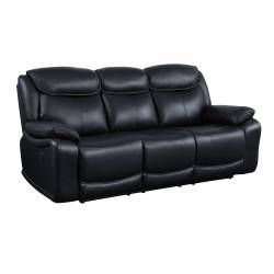 Ralorel Motion Sofa, Black Top Grain Leather - LV00060